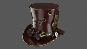 Leather hat in the style of steam punk 3D model
