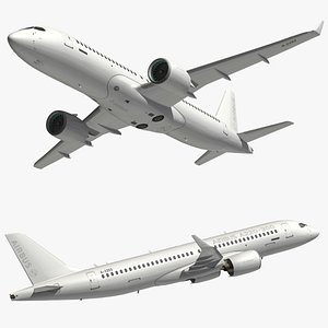 Airbus A220 300 White Livery 3D model