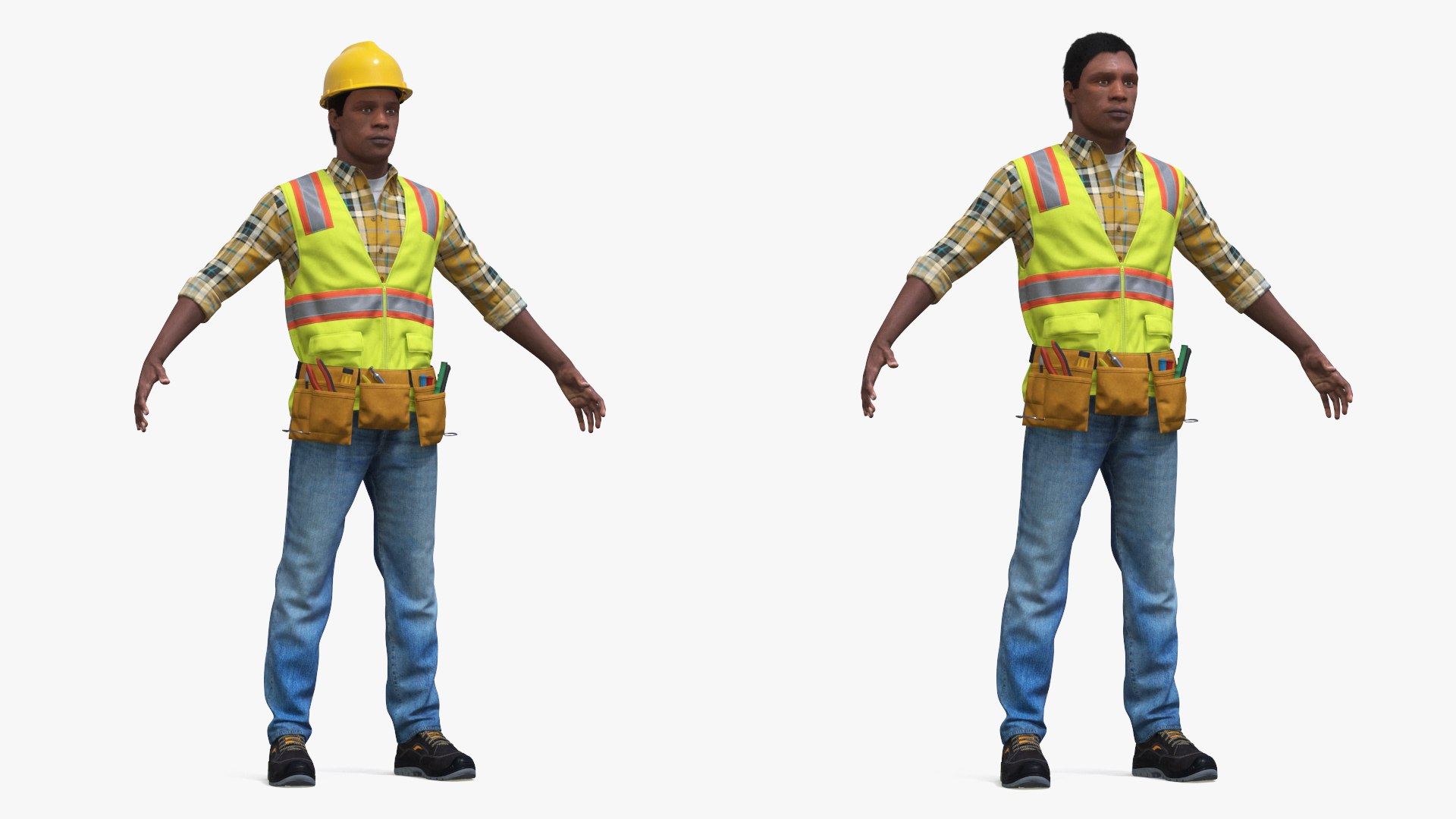 Construction Worker A-Pose Fur 3D model preview