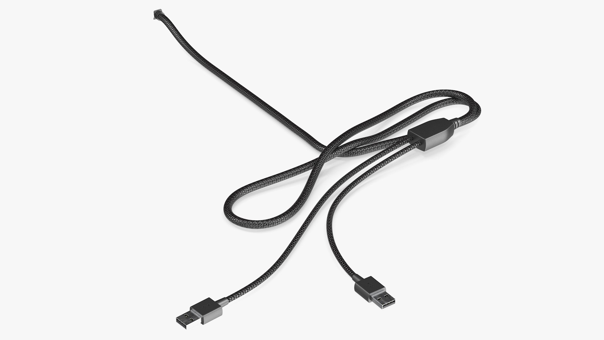 Braided Nylon USB Double Cable 3D model preview