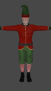 man holiday elf low-poly 3D model
