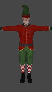 Christmas Elf Man Low poly Game Ready