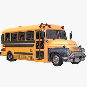 school bus rigged 3d obj