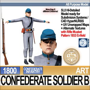 3d civil war confederate soldier