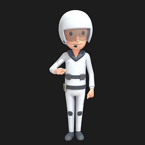Astronaut Cartoon Rigged Animation Pack 3D model