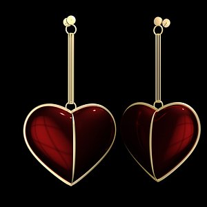 3D heart earrings model