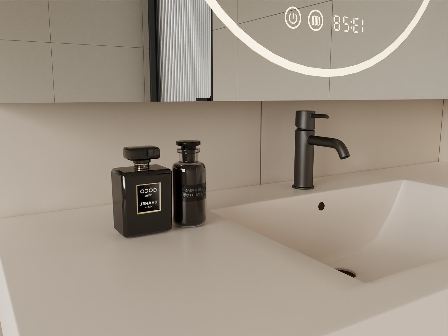 Modern bathroom with lights and render settings 3D model 3D model 3D ...