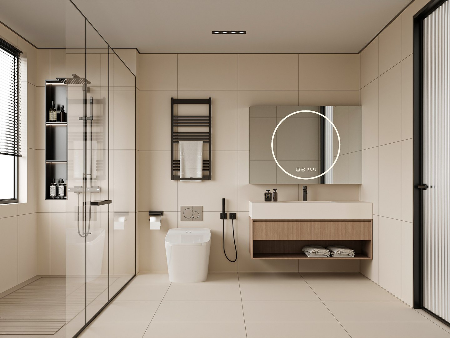 Modern bathroom with lights and render settings 3D model 3D model 3D model - TurboSquid 2169799