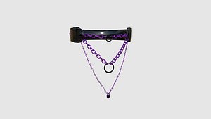 3D model Choker Collar C03 Black Purple - Character Design Punk Gothic