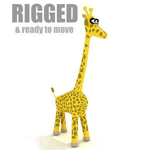 3d model cartoon giraffe rigged