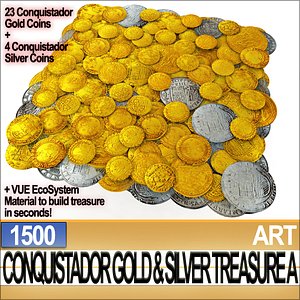 3d conquistador gold silver treasure model