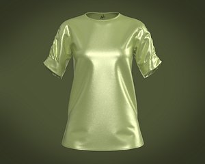 3D model Girls-oversized woven tee with roll sleeve in tops