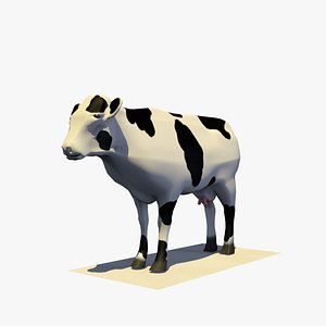 cow eating rigged animal model