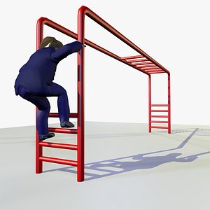 Animated 9 Year Old European Girl & Playground Climbing Frame