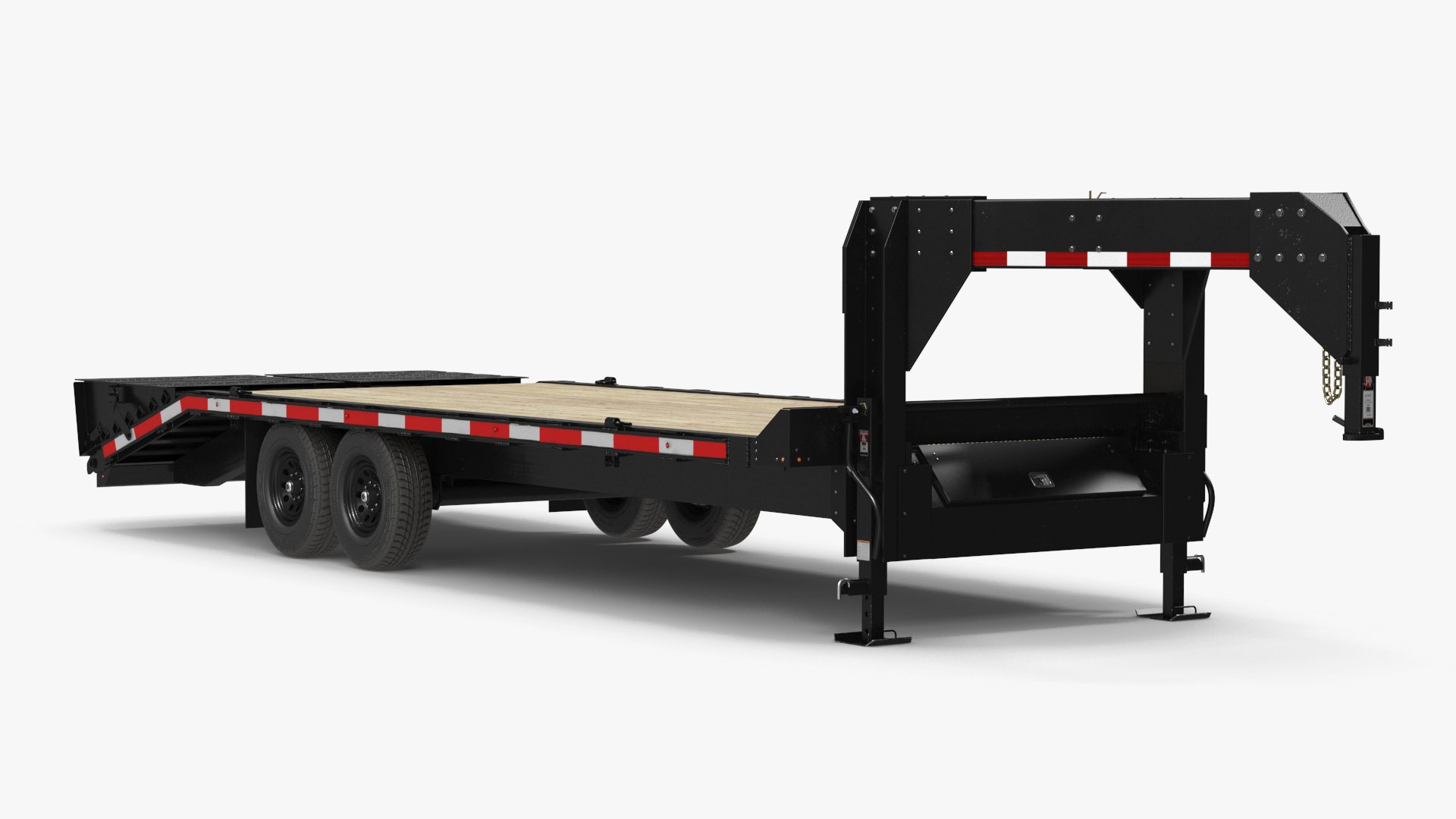 Flat Bed Gooseneck Pickup Trailer 3D model preview