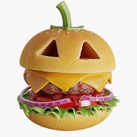 Pumpkin Face Burger Halloween