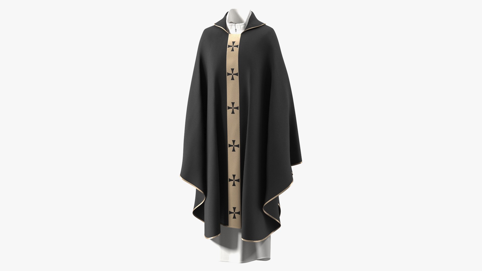Black Gothic Chasuble 3D model preview