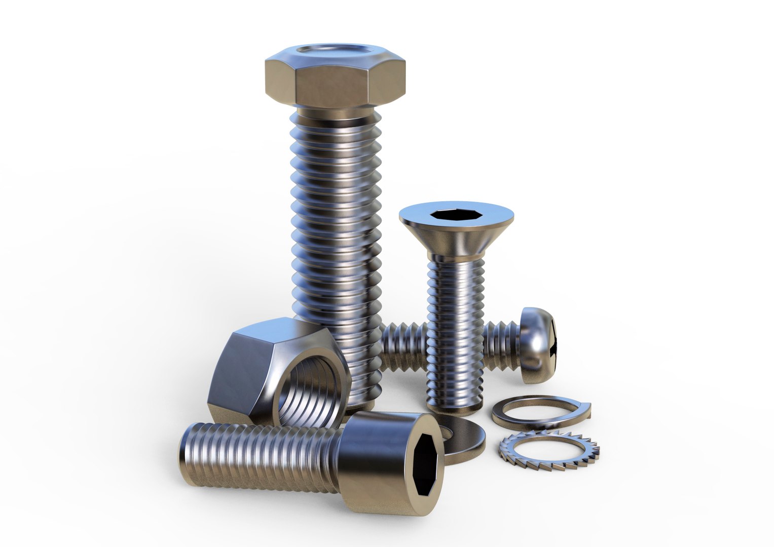 3D Nuts Bolts - TurboSquid 1381981