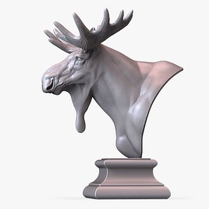 Moose Animal Bust Sculpture STL