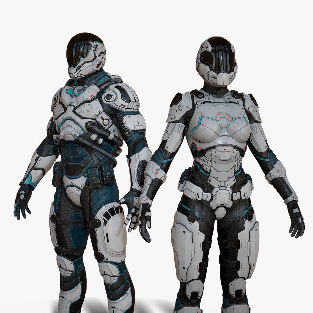 3D Futuristic Soldier and Soldier Female - TurboSquid 1782376