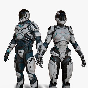 3D Futuristic Soldier and Soldier Female