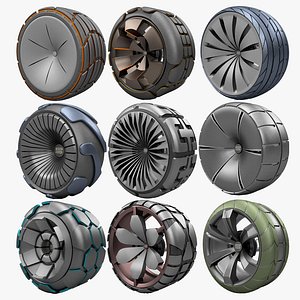 Sci-Fi Futuristic Wheels Tires Rims Pack 01 Polovinko Concept