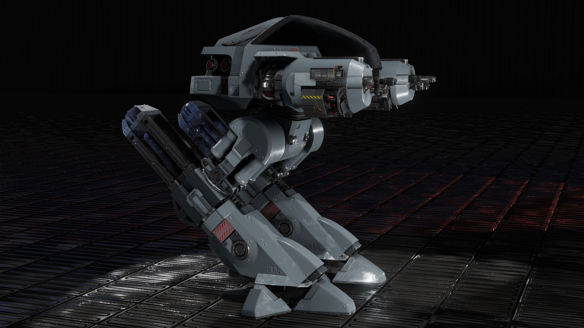 ED209 model https://p.turbosquid.com/ts-thumb/4R/ctYdv9/uP/5/png/1712460672/1920x1080/fit_q87/a88b60f129cdfa676fc299e6042756359f5dbb94/5.jpg