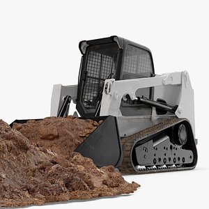 Skid Steer Loader with Earth Load and Pile of Soil Rigged for Cinema 4D