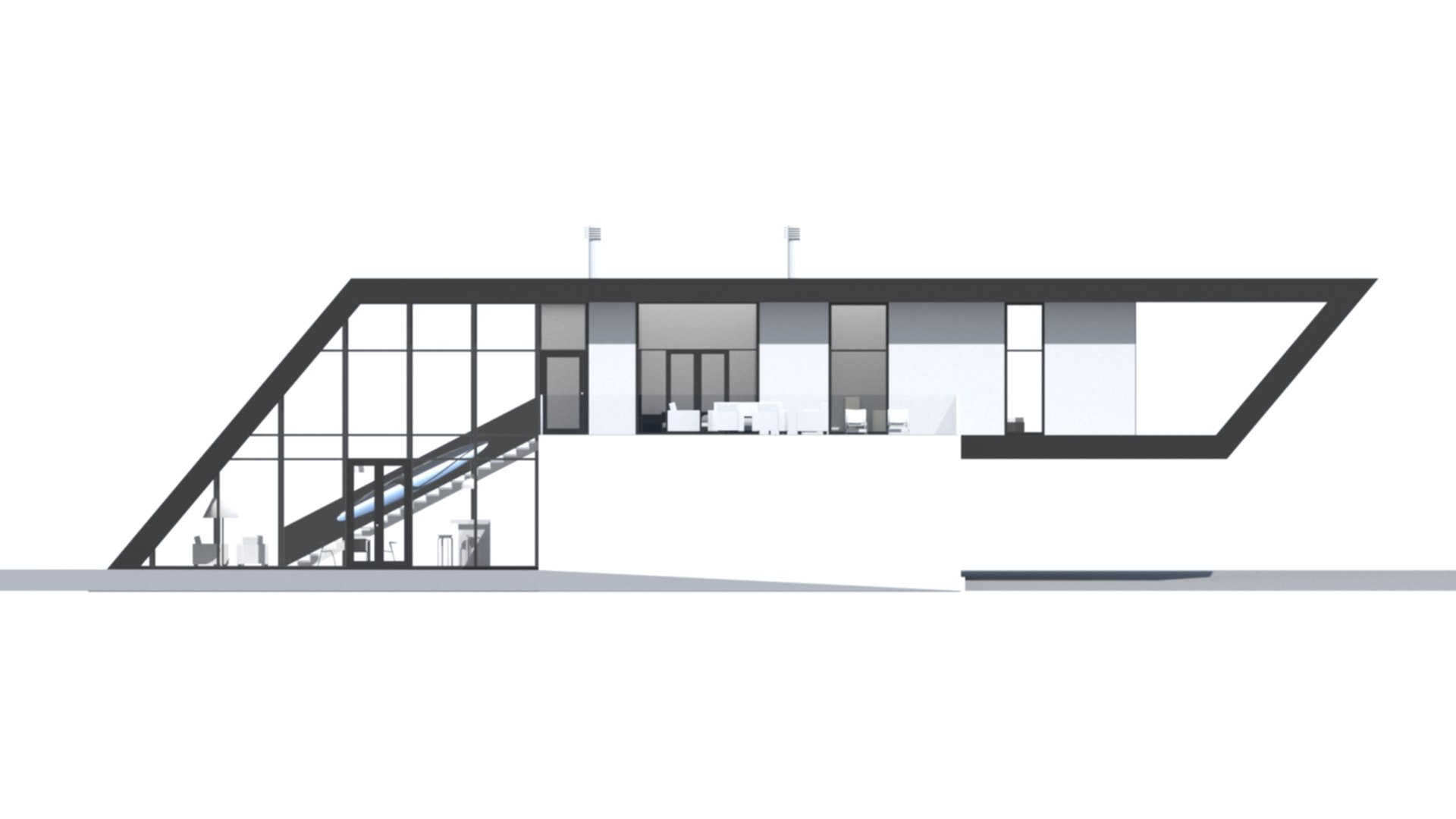 Modern House With Console And Terrace 3D Model - TurboSquid 1771381