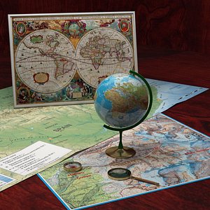 3d globe compass glass model