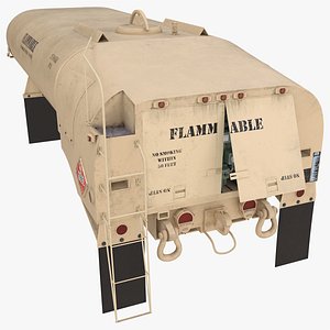 Military Fuel Tank Trailer Module with Pump Unit Desert Rigged for Cinema 4D 3D model