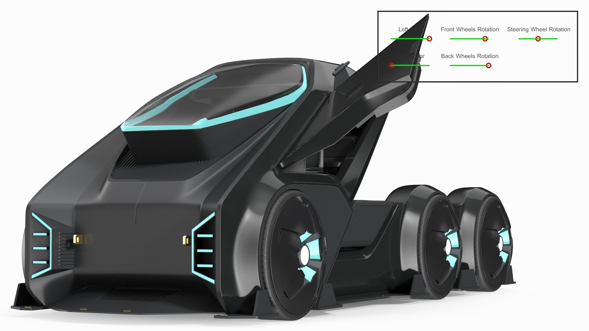 Fantastic Hi-Tech Truck Black Rigged 3D model preview