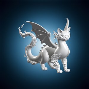 3D Aquatic Dragon Cat 3D Print Model
