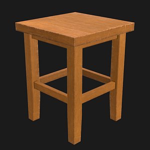 3D Wood Stool Game Ready PBR