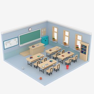 cartoon classroom 3D model