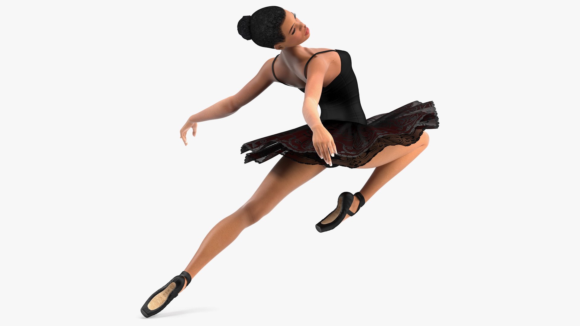 Light Skinned Black Ballerina Rigged for Cinema 4D 3D model preview