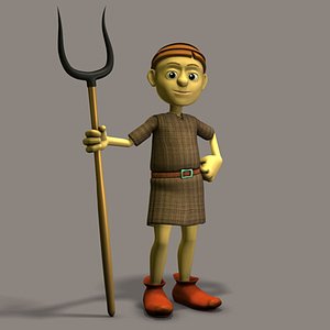 3d model tunic grimtoon guy peasant