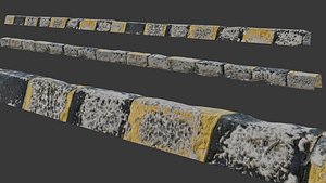 3D Worn Concrete Road Barrier Scan
