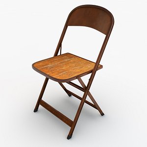 folding metal wood chair 3d obj