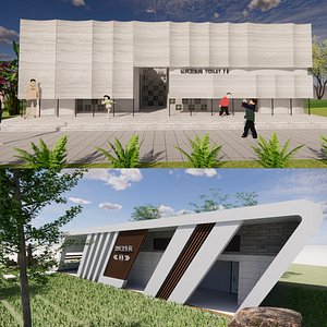 3D Public Restroom Building -B7