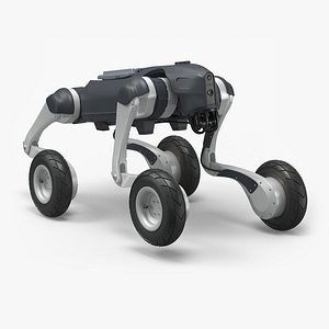 3D Mobile Security Robot with Wheels Rigged for Maya model