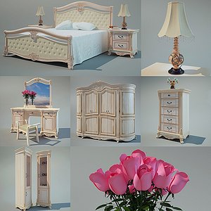 3d bed nightstands table