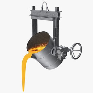 Molten Metal Pouring from Foundry Ladle