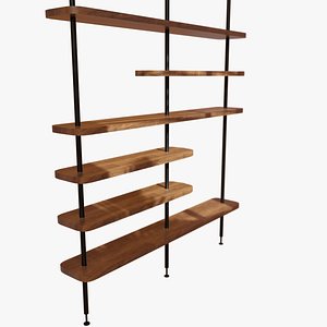 3D Minimalist Wood and Metal Shelf - Sleek 3D Model