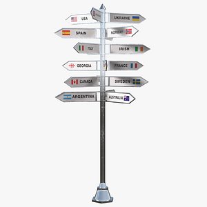 Travel Signpost with Various Countries