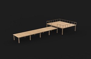 3D Wooden pier river dock 3D model model
