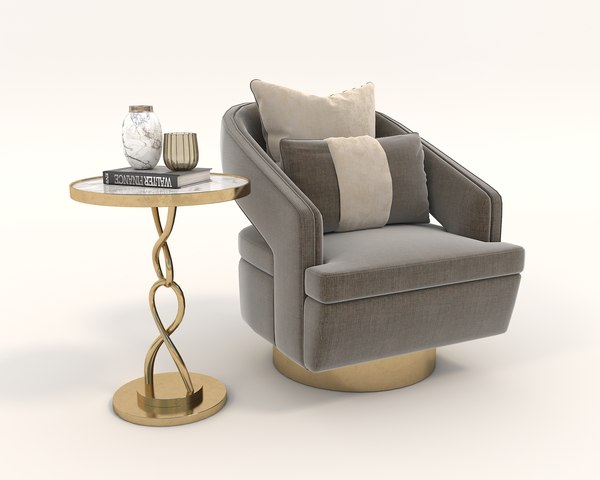 3D Contemporary Chair and Coffee Table
