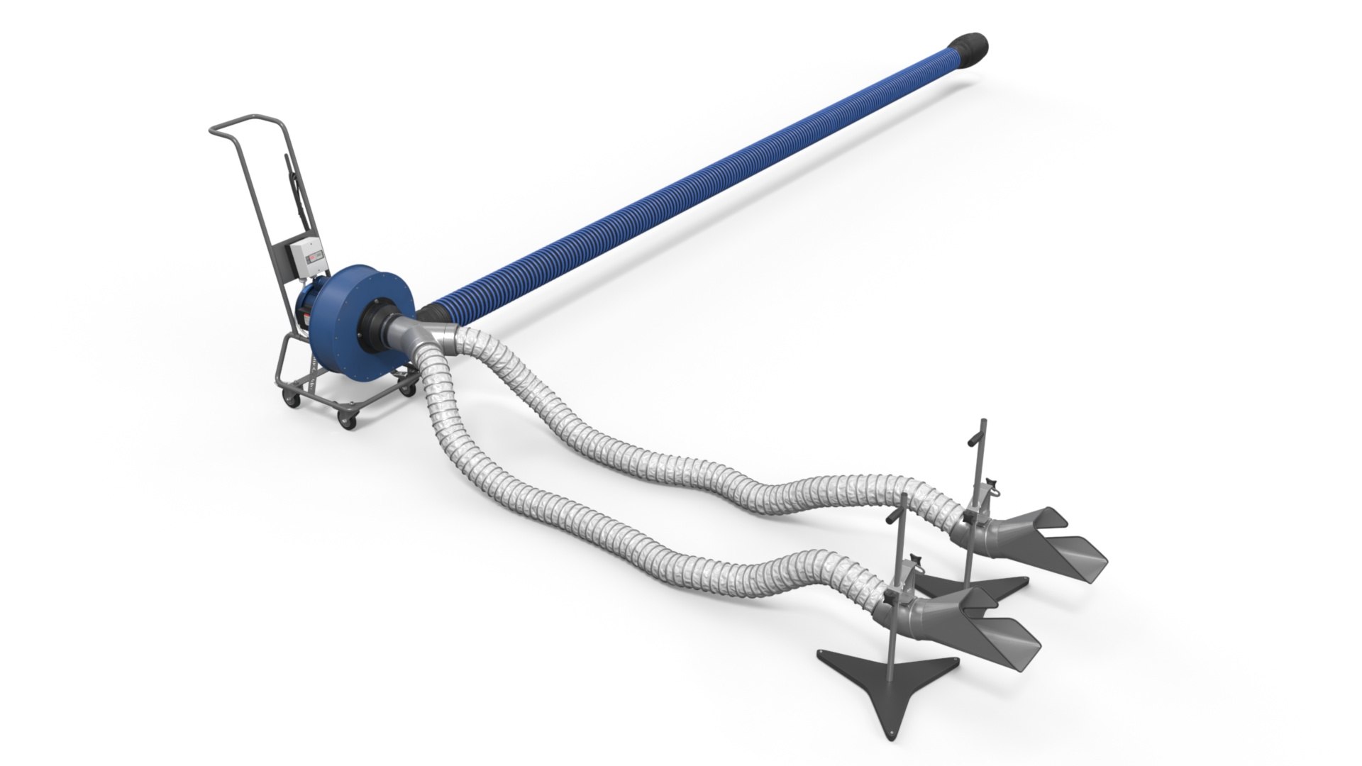 Automotive Blue Exhaust Ventilation System 3D model preview