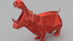 hippo lowpoly 3D print model Low-poly 3D model