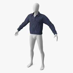 3D Levis Man Trucker Jeans Jacket Buttoned-up